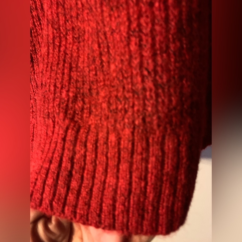 💕SALE! RED RIBBED Sweater for Women. New!Petite Large. Black thread throughout. - Picture 9 of 9